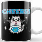 Baskı Dükkanı Cute Cheers Cat Drinking Fishbowl Beer Drinker Kupa
