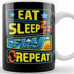 Baskı Dükkanı Cute Eat Sleep Fly Repeat Airplane Pilot Aviation Kupa