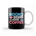 Baskı Dükkanı Cute & Funny Books Dogs And Coffee Bookworm Kupa Bardak