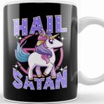 Baskı Dükkanı Cute Funny Hail Satan Unicorn Satanic Metal Pun Kupa