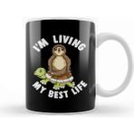 Baskı Dükkanı Cute I M Living My Best Life Sloth Turtle Animal Kupa