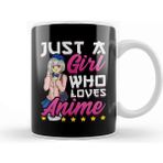 Baskı Dükkanı Cute Just A Girl Who Loves Anime Beyaz 330 ml Porselen Kupa