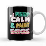 Baskı Dükkanı Cute Keep Calm & Paint Eggs Easter Bunny Funny Beyaz 330 ml Porselen Kupa