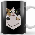 Baskı Dükkanı Cute Kitty In Pocket For Cat Kitten Lovers Beyaz 330 ml Porselen Kupa
