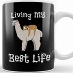 Baskı Dükkanı Cute Sloth Llama Living My Best Life Animal Kupa