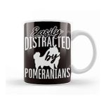 Baskı Dükkanı Distracted By Pomeranians Pommy Pom German Spitz Pet Puppy Beyaz Porselen Kupa Bardak