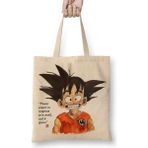 Baskı Dükkanı Dragonball Cheeky Smile Goku Bez Kadın Günlük Çanta