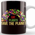 Baskı Dükkanı Eat Plants Save The Planet Vegan Vegetarian Veganism Veggie Kupa Bardak