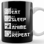 Baskı Dükkanı Eat Sleep Anime Repeat Funny Japanese Manga Tee Kupa Bardak