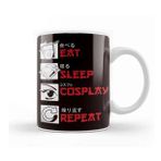 Baskı Dükkanı Eat Sleep Cosplay Anime Manga Otaku Japanese Beyaz 330 ml Porselen Kupa Bardak