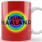 Baskı Dükkanı Erling Haaland Vintage Retro Rainbow Style Porselen Beyaz Kupa Bardak