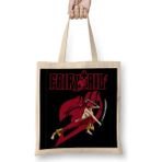 Baskı Dükkanı Fairy Tail Erza Scarlet Two Swords Anime Manga Bez Uzun Saplı Krem Rengi Çanta