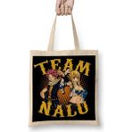 Baskı Dükkanı Fairy Tail Natsu Lucy Team Nalu Anime Manga Bez Uzun Saplı Krem Rengi Çanta