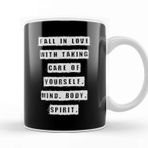 Baskı Dükkanı Fall In Love With Taking Care Of Yourself Gym Inspiration Porselen Beyaz Kupa Bardak