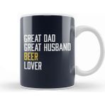 Baskı Dükkanı Fathers Day Great Dad Great Husband Beer Lover Kupa Bardak
