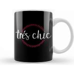 Baskı Dükkanı French Slogan Tres Chic Circle Kupa