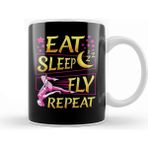Baskı Dükkanı Funny Eat Sleep Fly Repeat Aerial Yoga Silks Kupa