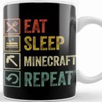 Baskı Dükkanı Funny Eat Sleep Minecraft Repeat Retro Vintage Kupa