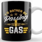 Baskı Dükkanı Funny I'd Rather Be Passing Gas Airplane Pilot Pun Kupa
