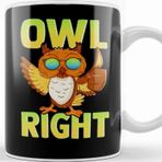 Baskı Dükkanı Funny Owl Right Thumbs Up Hippie Cute Alright Pun Kupa Bardak