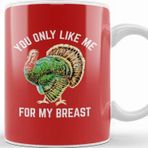 Baskı Dükkanı Funny Thanksgiving You Only Like Me For My Breast 01 Kupa