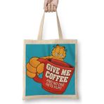 Baskı Dükkanı Garfield Give Me Coffe Garfield Bana Kahve Ver Bez Uzun Saplı Krem Rengi Çanta