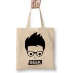 Baskı Dükkanı Geek Bez Uzun Saplı Krem Rengi Çanta