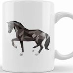 Baskı Dükkanı Geometric Animal Black Horse Kupa