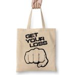 Baskı Dükkanı Get Your Loss Stop Loss Bez Uzun Saplı Krem Rengi Çanta