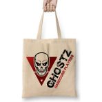 Baskı Dükkanı Ghostz Logo Preta Bez Uzun Saplı Krem Rengi Çanta