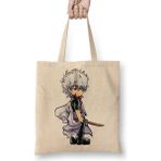 Baskı Dükkanı Gintama Gintoki Bez Uzun Saplı Krem Rengi Çanta