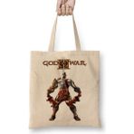Baskı Dükkanı God Of War 03 Bez Uzun Saplı Krem Rengi Çanta