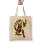 Baskı Dükkanı God Of War 05 Bez Uzun Saplı Krem Rengi Çanta