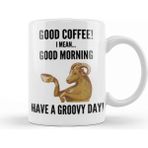 Baskı Dükkanı Good Mornıng Funny Coffee Drinks Lover Gift Quote Vintage Retro Rainbow Style Kupa