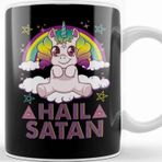 Baskı Dükkanı Hail Satan Unicorn Cute Rainbow Heavy Metal Pun Kupa