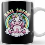 Baskı Dükkanı Hail Satan Unicorn Rainbow Heavy Metal Satanic Pun Kupa