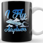 Baskı Dükkanı I Fly Airplanes Pilot Plane Piloting License Kupa