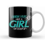 Baskı Dükkanı I Know I Play Like A Girl Try To Keep Up Soccer Kupa