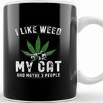 Baskı Dükkanı I Like Weed My Cat And Maybe 3 People Kedi Kupa