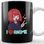 Baskı Dükkanı I Love Anime Cute Japanese Kawaii Anime Girl Kupa