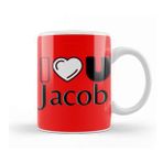 Baskı Dükkanı Jacob Name Personalized Custom Vintage Retro Rainbow Design Gift Baby Gift For Him Kupa