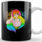 Baskı Dükkanı Japanese Anime Girl Rainbow Punk Kawaii Manga Kupa Bardak