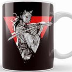 Baskı Dükkanı Japanese Art Samurai Skull Japan Ninja Shinobi Warrior Kendo-2 Kupa Bardak