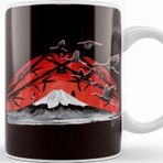 Baskı Dükkanı Japanese Art Volcano Stork Crane Japan Art Sakura Mountains Kupa Bardak