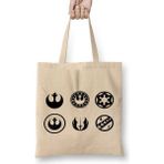 Baskı Dükkanı Jedi Star Wars Symbol Bez Uzun Saplı Krem Rengi Çanta