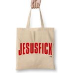 Baskı Dükkanı Jesuscx Jesus Fique Bez Uzun Saplı Krem Rengi Çanta