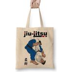 Baskı Dükkanı Jiu Jitsu Bez Uzun Saplı Krem Rengi Çanta