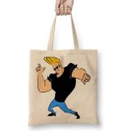 Baskı Dükkanı Johnny Bravo 01 Bez Uzun Saplı Krem Rengi Çanta