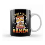 Baskı Dükkanı Kawaii Cat I Just Really Love Ramen Anime Kitty Kupa