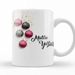 Baskı Dükkanı KB11319 Mutlu Yıllar Noel Topları Porselen Kupa Bardak